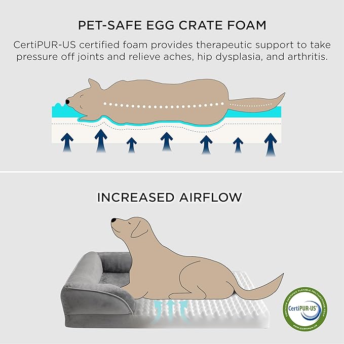 Bedsure Orthopedic Dog Bed for Small Dogs - Removable, Washable Cover and Bolster with Waterproof Lining and Nonskid Bottom