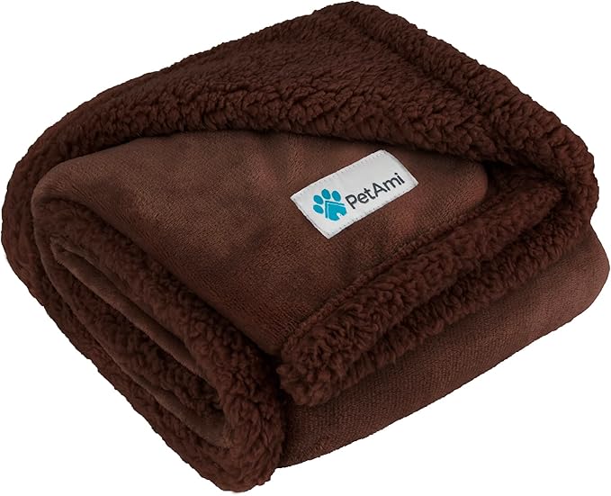 PetAmi Dog Blanket for Small Medium Dogs, Pet Bed Blanket Cat Puppy Kitten, Fleece Furniture Couch Cover Protector Sofa Car, Soft Sherpa Dog Throw Plush Reversible Washable, Mini 29x40 Solid Brown