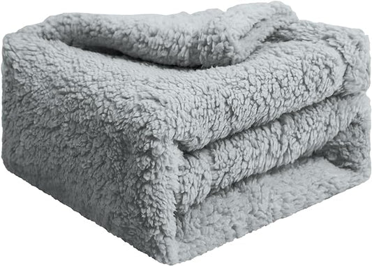 furrybaby Dog Blanket Soft Dog Blankets for Large Dogs Puppy Essentials Washable Fluffy Sherpa Fleece Cat Blanket 41x65 Inches for Bed Furniture Couch Sofa (Double-Layer X Large, Grey)