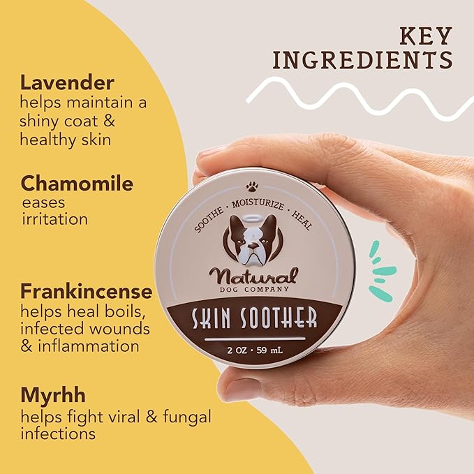 Natural Dog Company Skin Soother Bundle, includes 2oz Tin + 0.15oz Stick, All Natural Healing Balm for Dogs, Relieves Dry, Itchy Skin, Treats Skin Irritations, Wounds, Hot Spots, Dermatitis