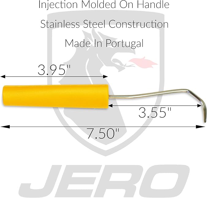 Jero Horse Hoof Pick - Stainless Steel Construction - Easy Grip Poly Handle - Offset Pick Design