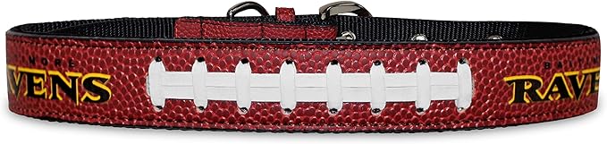 Pets First Tough Leather Pet Collar NFL Baltimore Ravens Premium Dog Collar, Limited Edition, Size Medium. Best & Strongest Heavy-Duty Dog Collar!, Medium (16-20"" Long & 1"" Wide) (BAL-3081-MD)