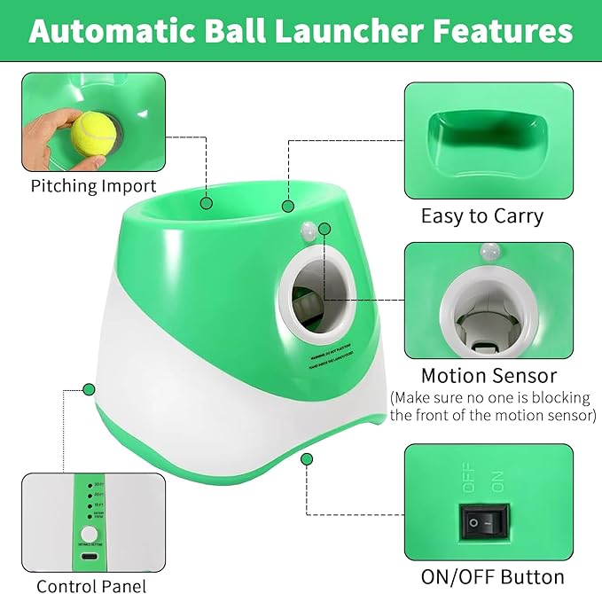 Automatic Dog Ball Launcher, Dog Ball Thrower Machine with 10-30Ft 3 Launching Distance, USB Rechargeable Dog Fetch Machine with 9 Tennis Balls for Indoor/Outdoor Throwing Game (Orange)