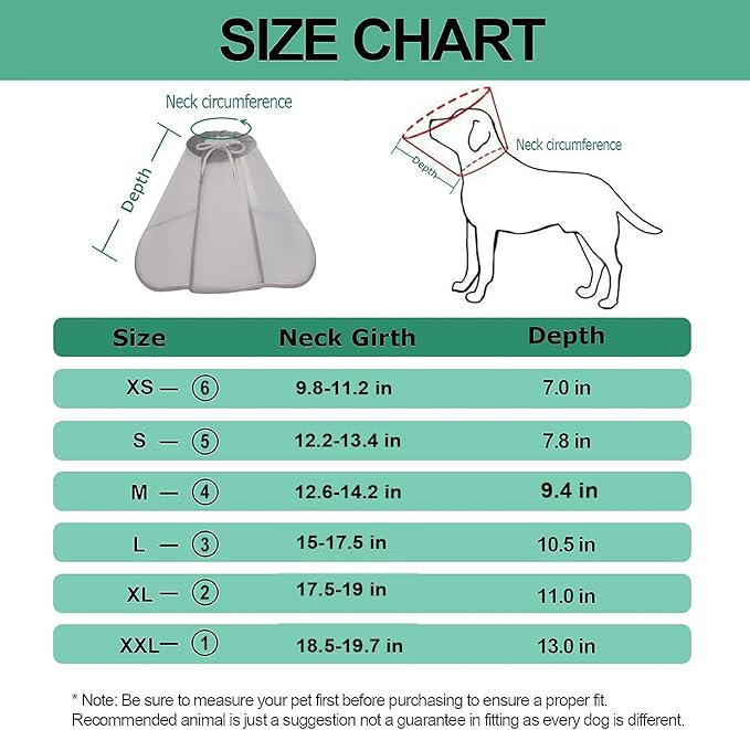 Supet Dog Cone Adjustable Pet Recovery Collar for Large Medium Dogs After Surgery Dog Protective Cone Collar