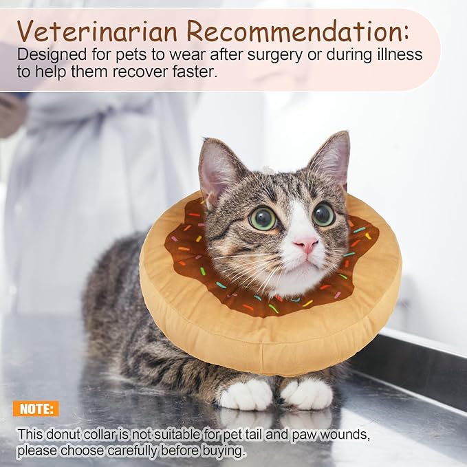 BEAUTYZOO Cat Cone Collars Soft, Cat Recovery E Collars After Surgery to Stop Licking, Adjustable Elizabeth Circle Collar Cute Pet Donut Pillow for Cats Kitten Small Dogs