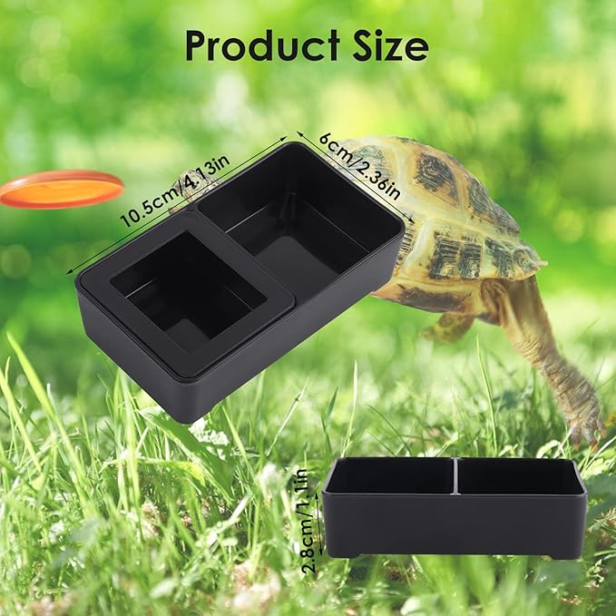 Reptile Food Dish Bowl, 4.1'' x 2.3'' Double Bowl Worm Water Dish, Detachable Reptile Feeder Food Dish, Amphibian Feeding Bowl for Lizards Bearder Dragon Frog Gecko Snake Turtle Hamster(2 Pcs)