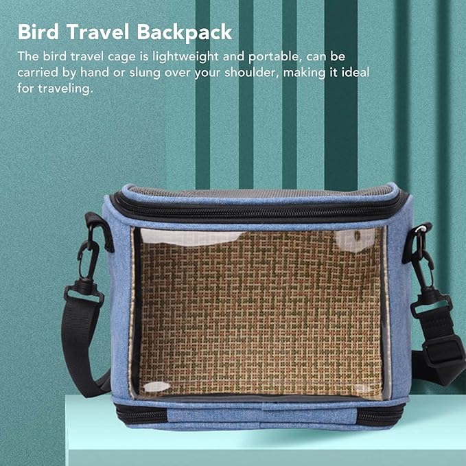 Zerodis Animal Carriers Bird Carrier Bag,Transparent Portable Lightweight Breathable Travel Cage Bird Travel Backpack for Small Birds Green Cheek Cockatiels (Blue)