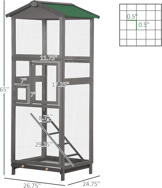 NicBex 65" Metal Bird Cage, Large Parakeet Cages with Stand,Pet Flight Birdcage for Parrot Lovebirds Finches Parakeets Budgie Parrotlet Conures,with Pull Out Tray and 2 Doors,Gray