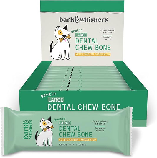 Dr. Mercola, Dental Chew Bones for Dogs, Large, 1 Box (12 Bones), Dog Dental Care That Helps Clean Teeth and Freshen Breath, non GMO, Soy Free, Gluten Free