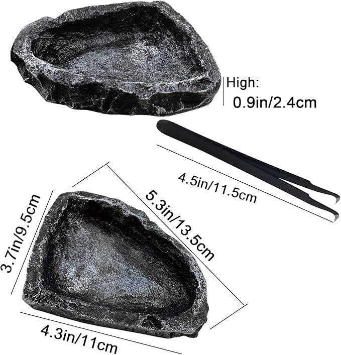 Reptile Feeding Dish Water Bowls 2 Pack Food Dish Water Dish Reptile Dish with Breadworm Feeding for Dragon Leopard Gecko Lizard Spider Scorpion Chameleon(2 Pcs deep Color)