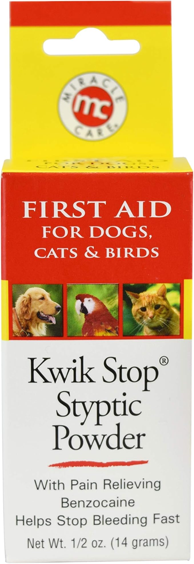 Kwik Stop Styptic Powder For Dogs, Cats, and Birds, Fast-Acting Blood Stop Powder For Pets, Quick Stop Bleeding Powder For Dog Nail Clipping and Minor Cuts, 0.5 oz.