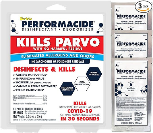 STAR BRITE PERFORMACIDE No-Rinse Disinfectant / Deodorizer for Pet Surfaces | Kills Parvovirus, Ringworm, Feline Calicivirus, Avian Influenza (Bird Flu), 3 Gallon Eco-Friendly Refill Pouches