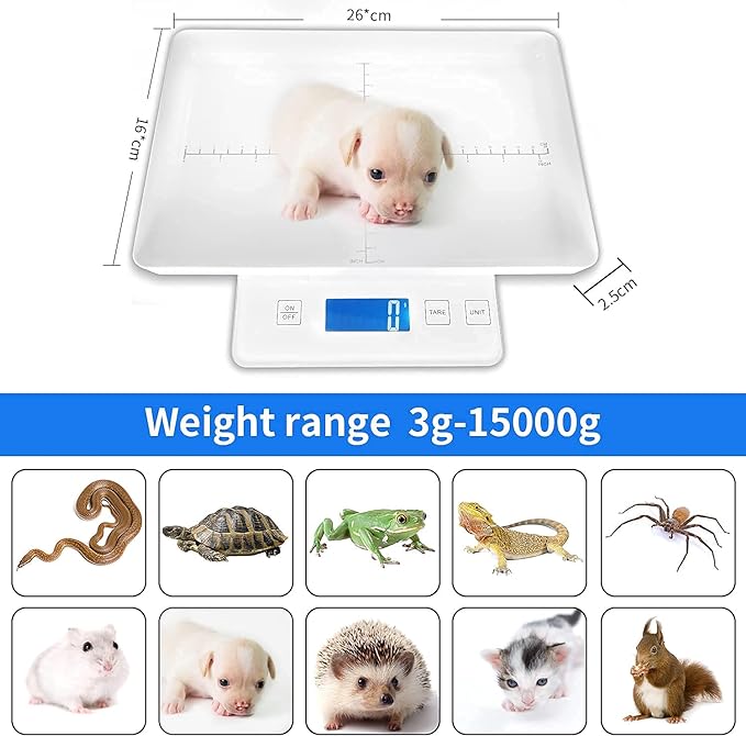 Digital Pet Scale for Small Animal, Whelping Scale,Mini Precision Gram Weight Balance Scale, High Precision 1g, Suitable for Newborn Pets