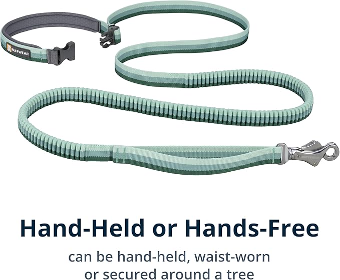 Ruffwear, Roamer Bungee Dog Leash for Running, Biking or Hiking, Can be Used Hand-Held or Hands-Free, River Rock Green, 7.3'-11'