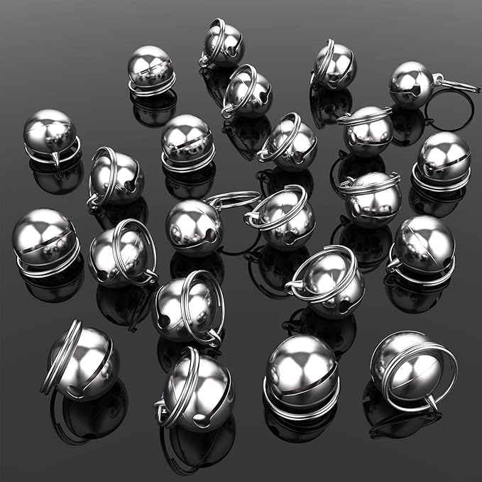 Outus 24 Sets of Cat Bells for Cat and Dog Collar Loud Pendant Pet Cat and Dog Bell Pet Pendant Accessories (Silver)