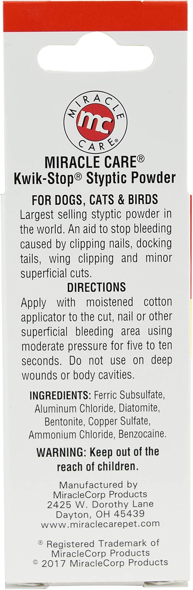 Kwik Stop Styptic Powder For Dogs, Cats, and Birds, Fast-Acting Blood Stop Powder For Pets, Quick Stop Bleeding Powder For Dog Nail Clipping and Minor Cuts, 0.5 oz.