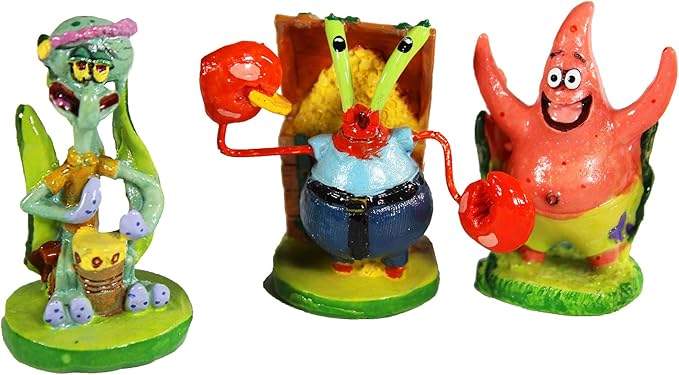 Penn-Plax Officially Licensed Spongebob 6 Piece Mini Aquarium Ornament Set – Great for Saltwater and Freshwater Tanks