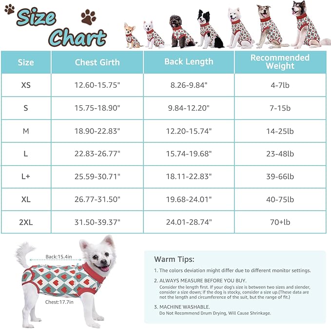 Recovery Suit for Dogs, Dog Recovery Suit Male Female Post Spay, Neuter, Abdominal Surgery Recovery Suit with an Inner Layer Pocket, Prevent Licking Soft Breathable Cotton, Red, S
