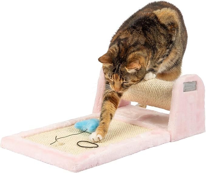 Armarkat Rolling Cat Scratcher Toy, Real Wood Sisal Scratching Board for Cats Training