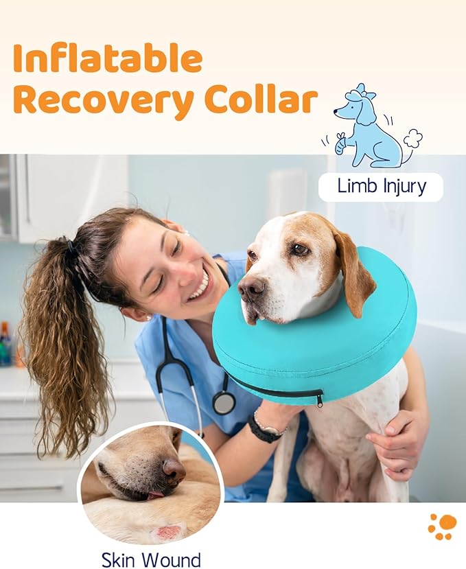 Supet Inflatable Dog Cone Collar Alternative after Surgery, Dog Neck Donut Collar Recovery E Collar to Stop Licking, Soft Dog Cone for Small Puppies Cats Medium Dogs