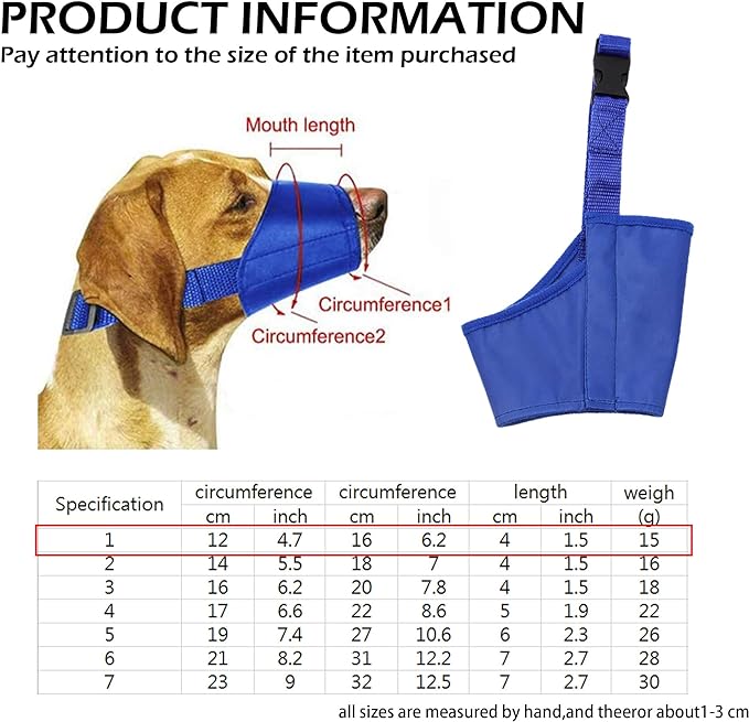 Parts Express Dog Muzzle, Soft Anti-Biting Barking Chewing Muzzle, Breathable Waterproof Adjustable Muzzle for Small Medium Dogs,Blue (XS)