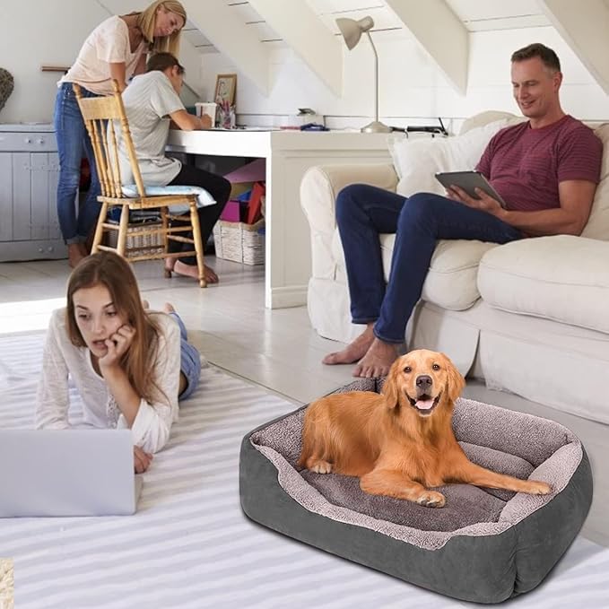 PUPPBUDD Dog Beds for Medium Dogs, Washable Dog Bed Comfortable and Breathable Pet Bed Rectangle Warming Dog Bed for Medium Dogs