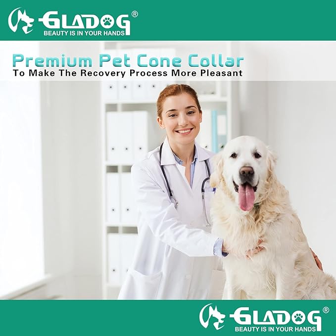 GLADOG Soft Dog Cone Collar, 3 PCS (XL Is Only 1 PCS) Flexible Plastic Cone for Dogs After Surgery, Dog Recovery Collar, Adjustable E-Collar for Large/Medium/Small Dogs Cat, Comfy Elizabethan Collar