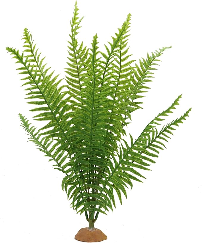 Fake Fern Plants, Reptile Plastic Terrarium Decor, Reptiles Amphibians Tank Accessories for Crested Gecko Leopard Lizard Chameleon (Fern-L)