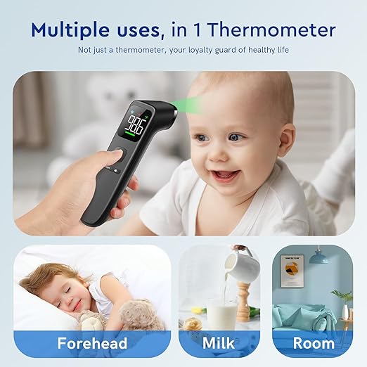 No-Touch Thermometer for Adults and Kids - Digital Forehead Thermometer with High Accuracy, Ultra Clear LEDScreen and Fever Alarm, FSA HSA Eligible