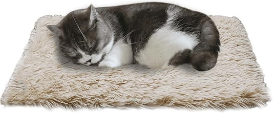 Self Warming Cat Mat, 24"*20" Non-Skid Thermal Pet Mat, Cat Blanket for Indoor Cats, Washable Outdoor Insulation for Cat House, Carrier Cat Bed, Beige