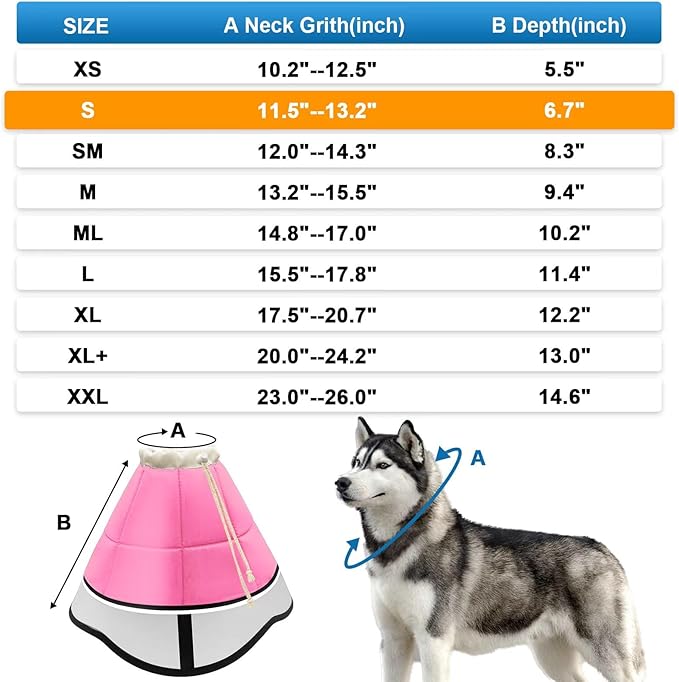 Soft Dog Cone for Dogs After Surgery, Breathable Pet Recovery Collar for Large Medium Small Dogs and Cats, Adjustable Dog Cone Collar, Elizabethan Collar (S, Pink)