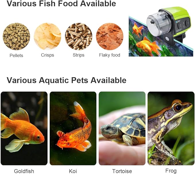 Automatic Fish Feeder, Lychee Fish Feeder Fish Food Vacation Feeder Moisture-Proof Electric Timing Automatic Feeder for Aquarium Fish Tank