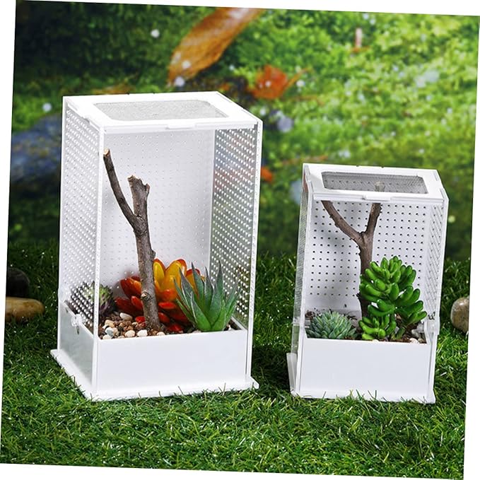 POPETPOP Reptichip 3 Pcs Villa Box Glass Containers Snail Terrarium Lizard Terrarium Lizard Reptile Container Shrimp Breeding Tank Snake Hatching Box White Acrylic Climbing Box Aquarium Reptisoil