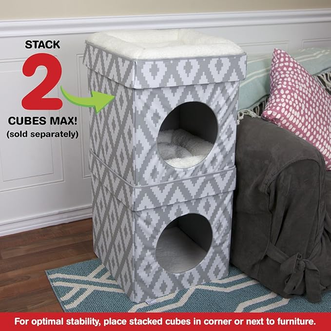 Kitty City Large Cat Bed, Stackable Cat Cube, Indoor Cat House/Cat Condo, Cat Scratcher