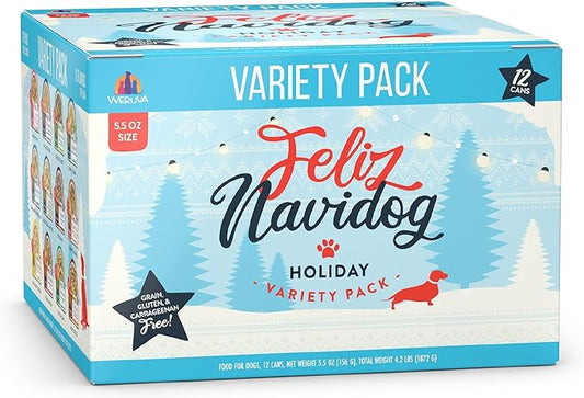 Weruva Classic Dog Food, Feliz Navidog Variety Pack, 5.5oz Can (Pack of 12)