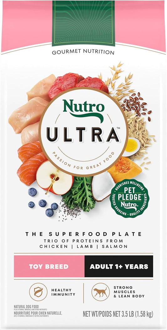 Nutro Ultra Adult Toy Breed Dry Dog Food, Trio of Proteins from Chicken, Lamb and Salmon, 3.5 lb. Bag