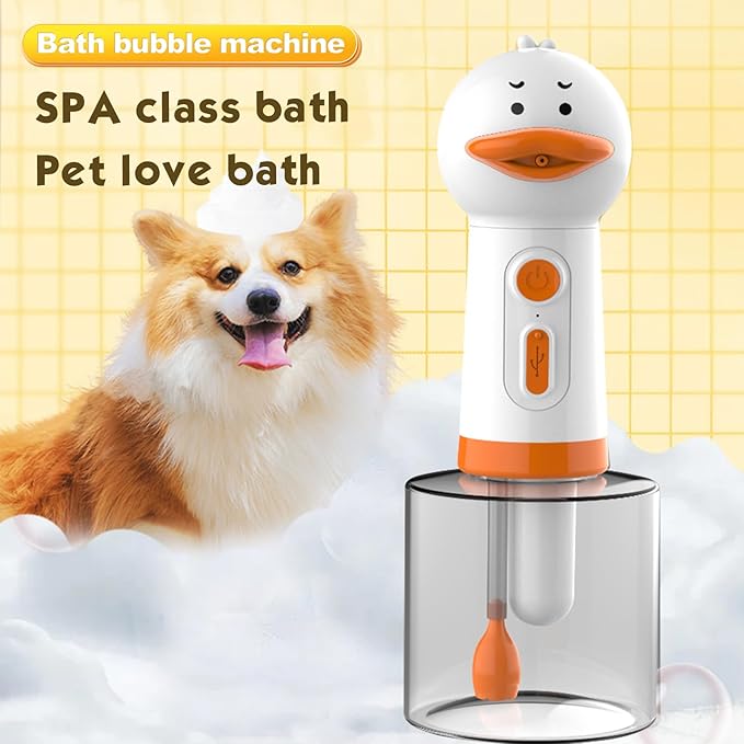 Electric Dog Cleaning Foam Machine Sprayer - deep Cleaning pet Fur Size 9 in x 3.2 in x 3.2in 350ml Capacity 1200mAh Ultra Long Standby - IPX7 Waterproof (White)