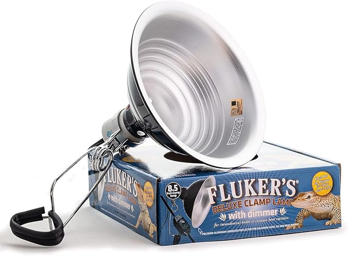 Fluker's Repta-Clamp Lamp, Heavy Duty Clamp Light For Reptile Tanks and Terrariums, UL/CUL Approved, Great for Reptile Basking, 150-Watt Maximum with Dimmable Switch, 8.5"