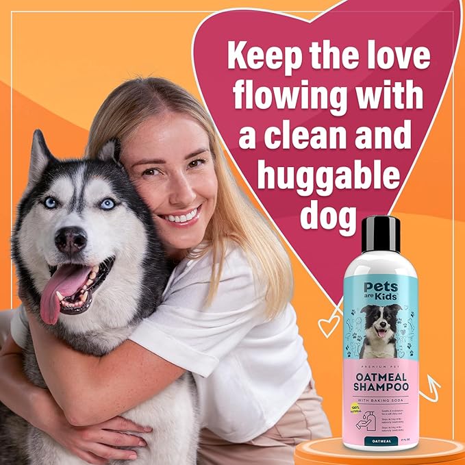 Pets Are Kids Too Oatmeal Dog Shampoo Baking Soda Hypoallergenic Anti Itch Moisturizing Soothing Deodorizing Pet Care Safe Puppy Shampoo Sensitive Skin Cat Shampoo - Coconut Based Cleanser 17 fl oz