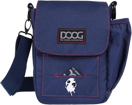 DOOG | Walkie Bag | Adjustable Shoulder Bag With Poo Bag Compartment | Navy and Red