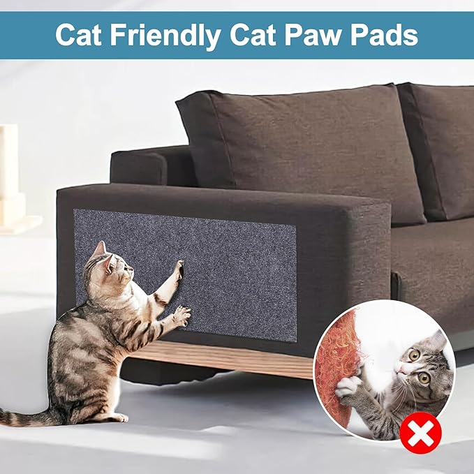 Palksky Climbing Cat Scratcher Mat, 3PCS 23.6"X11.8" Trimmable Self-Adhesive Cat Scratching Board, DIY Cat Scratching Pads for Couch Furniture Wall Cat Tree, Cat Climbing Wall Scratcher