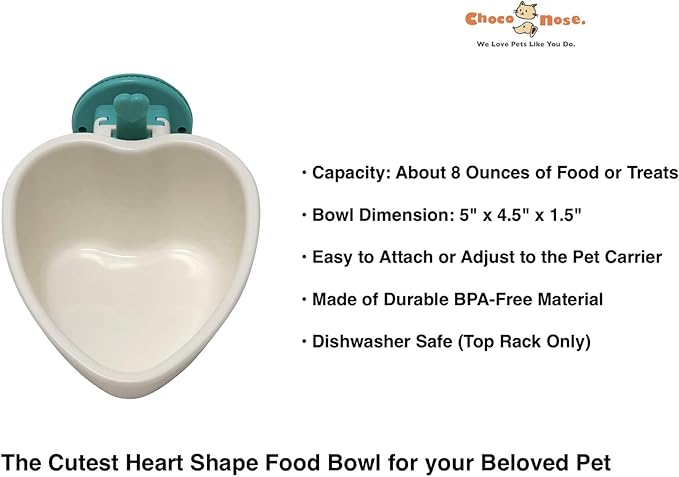 Choco Nose Patented No-Drip Water Bottle/Feeder and Detachable Food Dish Set for Puppies/Toy Breed Dogs/Rabbits/Cats/Chinchillas and Other Small Pets and Animals 10.2 Oz Nozzle 13mm, Aqua(C528 C607)