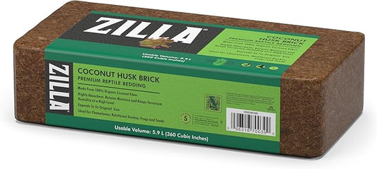 Zilla Pet Reptile Terrarium Substrate Bedding, Coconut Husk Brick, for Chameleons, Rainforest Geckos, Frogs & Toads, 1.43 lb.