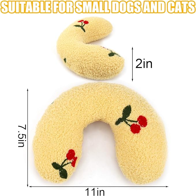 BABORUI Dog Calming Pillow for Small Dogs, U Shaped Dog Neck Pillow for Joint Relief Sleeping Improve, Machine Washable Pet Pillow for Dogs & Cats (Yellow)