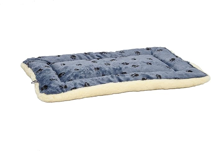MidWest Homes for Pets Reversible Paw Print Pet Bed in Blue / White, Dog Bed Measures 40L x 26W x 3.5H for Large Dogs, Machine Wash