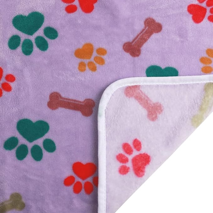 1 Pack 6 Blankets Dog Cat Soft Fluffy Fleece Pet Blanket Warm Cute Print Design Puppy Kitten Blanket Doggy Bone Medium(30"x20")