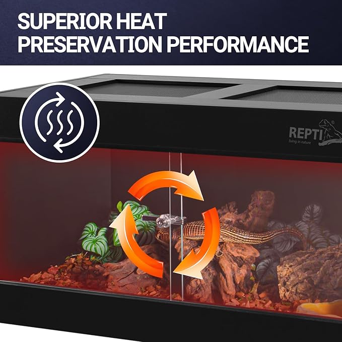 REPTI ZOO 50 Gallon PVC Reptile Terrarium, 36x18x18 Reptile Tanks Enclosure for Ball Python Snake Gecko Bearded Dragon, PVC Reptile Lounge Habitat with Glass Sliding Door & Top Screen Ventilation