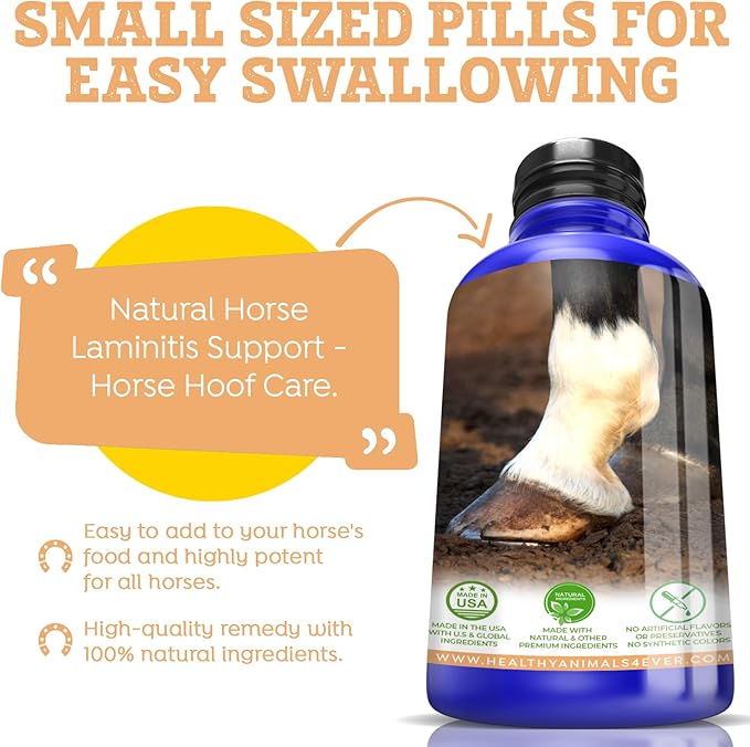 All-Natural Horse Laminitis Support - Horse Hoof Care Products for Damaged or Injured Hooves - Hoof Supplements for Horses - Homeopathic & Highly Effective - 300 Tablets