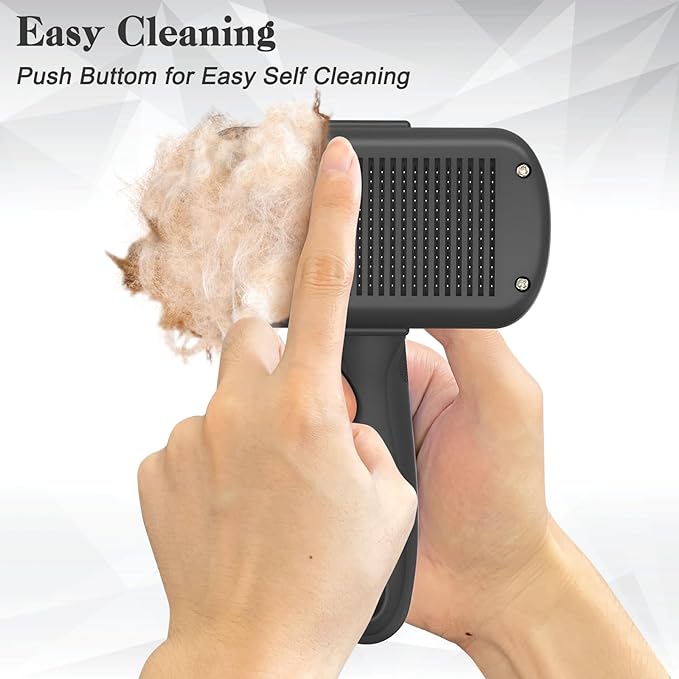 Self Cleaning Shedding Brush for Dogs & Cats, Skin Friendly Cat Brush, Dog Grooming Brush, Dog Brush for Shedding, Deshedding Brush, Puppy Brush Hair Brush for Haired Dogs, Black