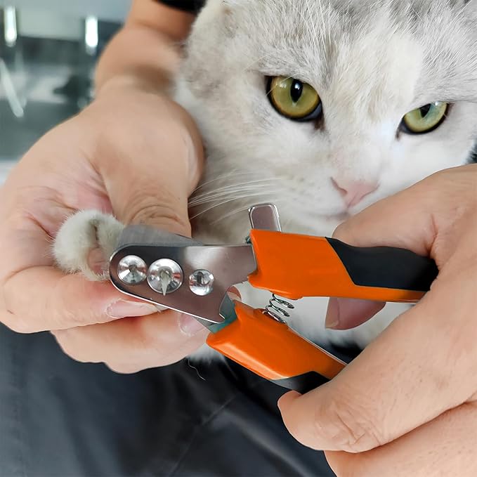 Cat Claw Clippers Two Round Cut Holes with Different Sizes (2mm & 3mm) - Cat Nail Trimmers Suitable for Cats and Other Small Animals with Different Stages of Growth(Orange)